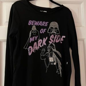 Gap Kids Girls XXL Star Wars "Beware Of My Dark Side" w/ sequins long sleeve tee